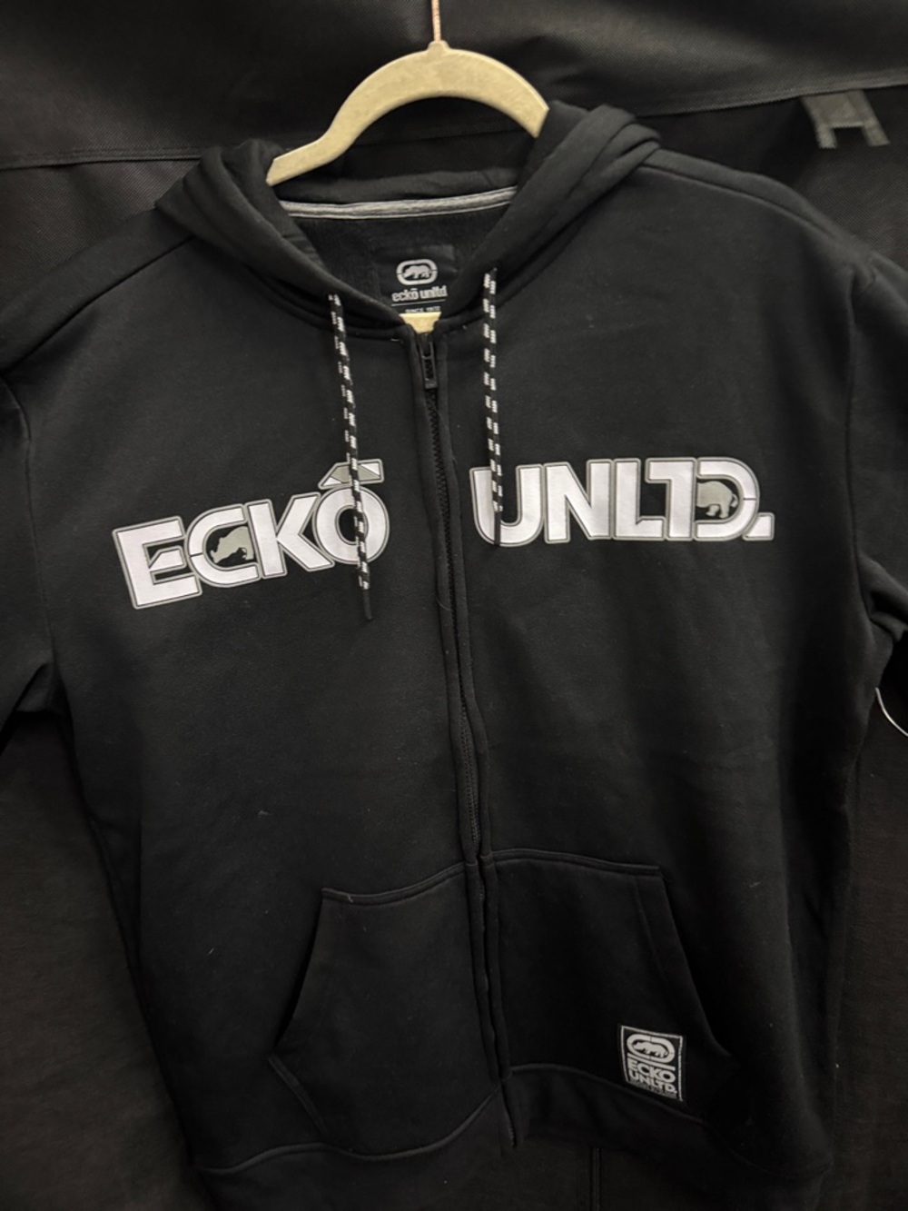 Ecko Unlimited Black Zip-Up Hoodie with White Logo